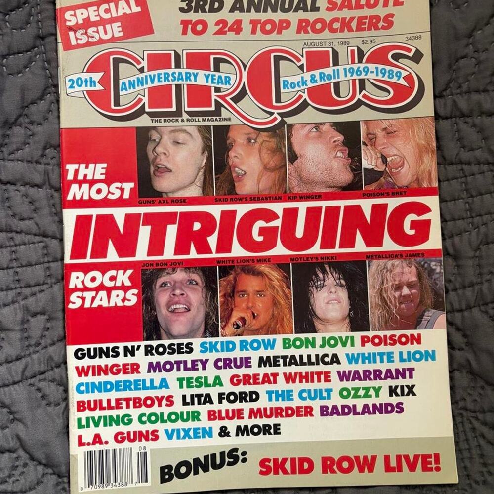 Circus Magazine August 31 1989 20th Anniversary Guns N’ Roses Metallica Skid Row